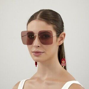 NEW GUCCI SUNGLASSES GG1147S 005 WITH EARRINGS GOLD WOMEN EYEWEAR GUCCI